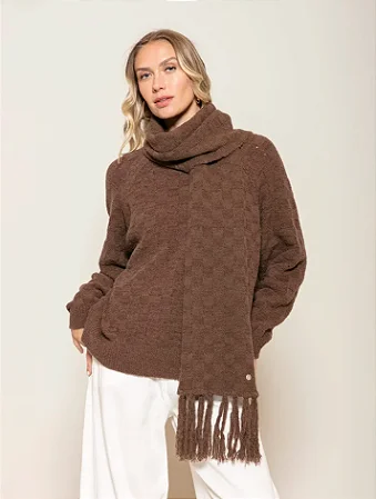 Blusa com efeito de padronagem geométrica e cava raglan