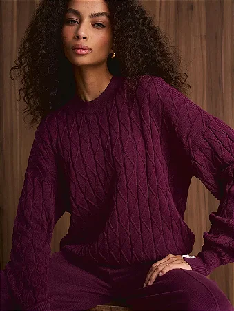 Blusa canelada em algodão com decote redondo