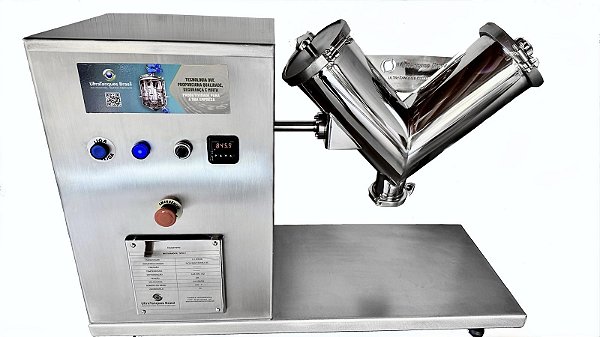 Misturador em V de Bancada para Pó e Granulados de 5 Litros (3kg).