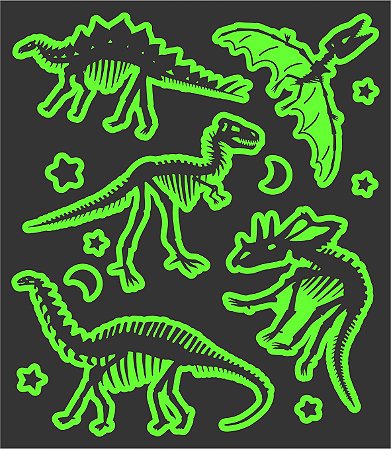 Tatuagem Brilha no Escuro - Dinossauros