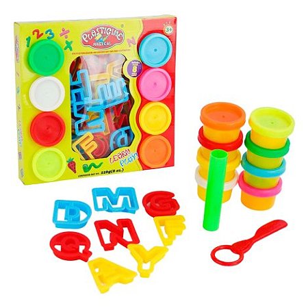 Massinha de Modelar 36 Peças Moldes Alfabeto