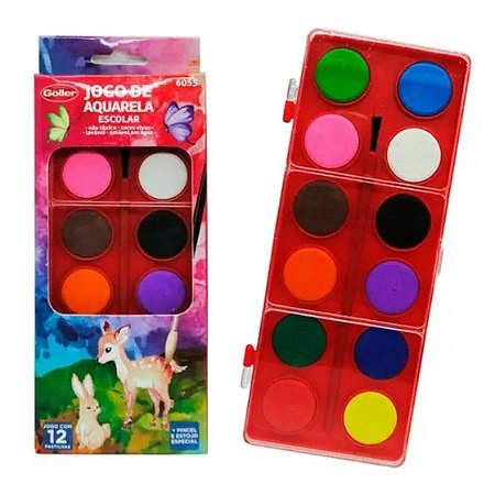 Aquarela 12 Cores no Estojo com Pincel