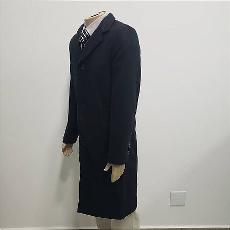Sobretudo masculino preto em tecido de poliéster, ref 602