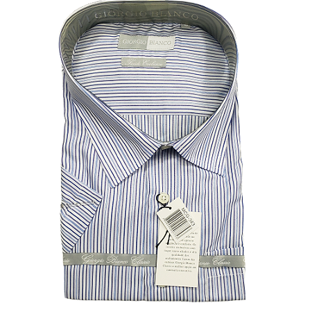 Camisa social passa fácil 65% com 35% de algodão azul clara