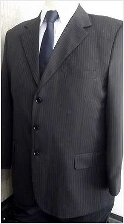 Terno Plus Size Risca de Giz  Modelo Tradicional de Três botões, cod 1310
