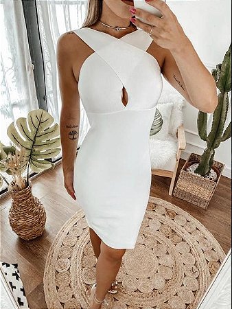 vestido medio branco