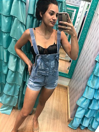 Jardineira jeans cheap claro