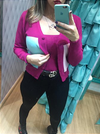 Conjunto tricô Twin set cardigan