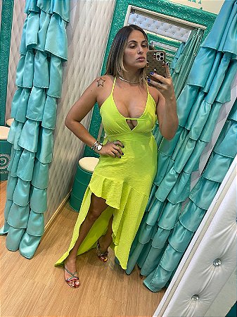 Vestido Longo Com Fenda Costas Trançadas com Bojo