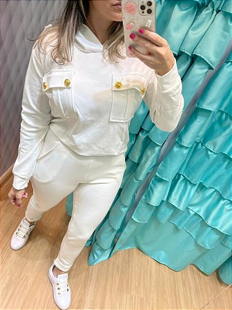 Conjunto moletinho com botoes dourados
