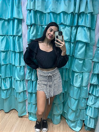 cropped xadrez com bojo feminino moda blogueira 2023