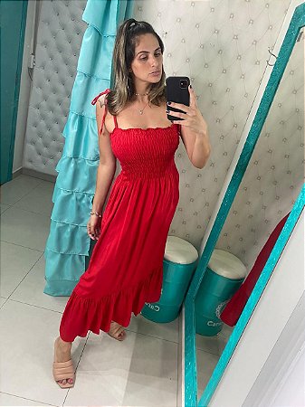 vestido mullet vermelho