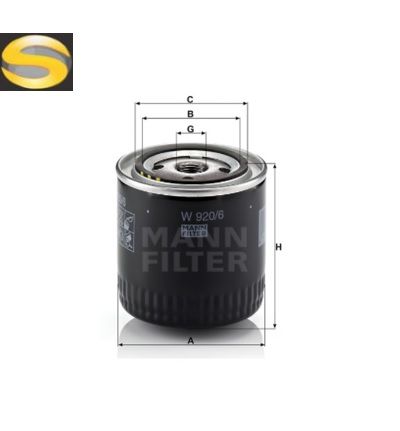 MANN W920/6 - Filtro de Óleo Lubrificante