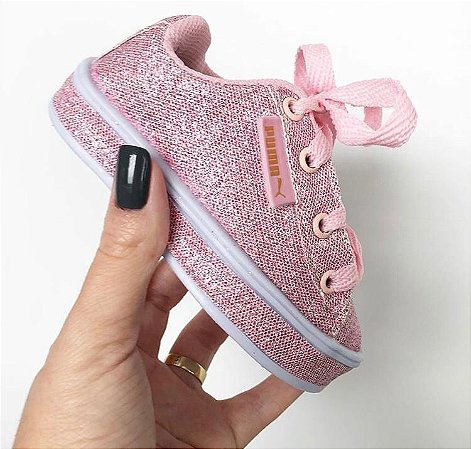 tenis puma rosa com glitter