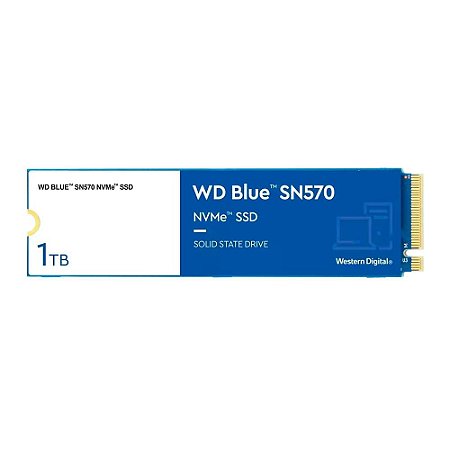 SSD 1 TB WD Blue SN570 M.2 2280 NVMe Leitura: 3.500MB/s e Gravação: 3.000MB/s