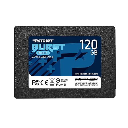 SSD 120 GB PATRIOT BURST ELITE 2.5" SATA III LEITURA: 450MB/S E GRAVAÇÃO: 320MB/S - PBE120GS25SSDR