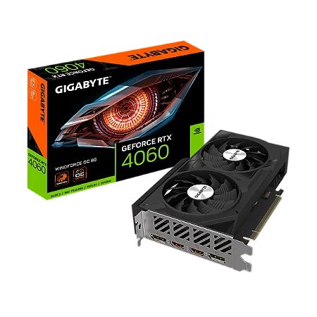 PLACA DE VÍDEO GIGABYTE NVIDIA GEFORCE RTX 4060 WINDFORCE OC 8GB GDDR6 DLSS RAY TRACING