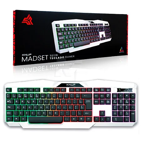 TECLADO GAMER  KNUP MADSET TE119 SEMI MECANICO RETROILUMINADO RAINBOW