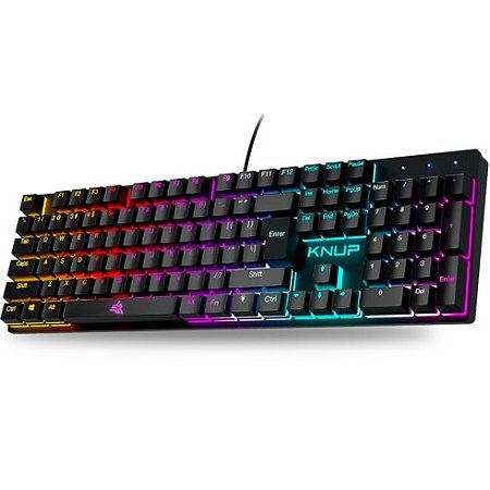 TECLADO MECANICO GAMER RGB COM SWITCH BLUE E ANTI-GHOSTING KNUP - KP-TE114