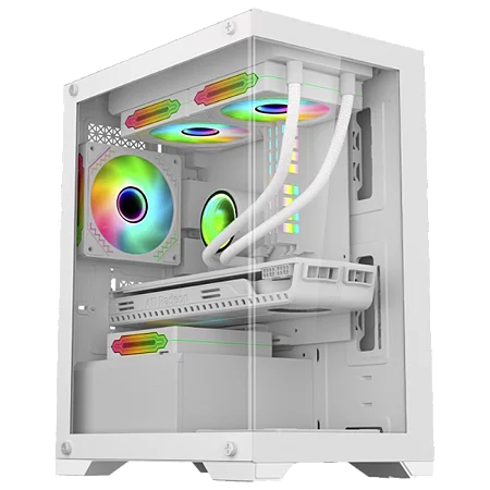 GABINETE GAMER K-MEX POSEIDON CG-W1H5 MID TOWER VIDRO TEMPERADO MICRO-ATX WHITE SEM FONTE SEM FAN