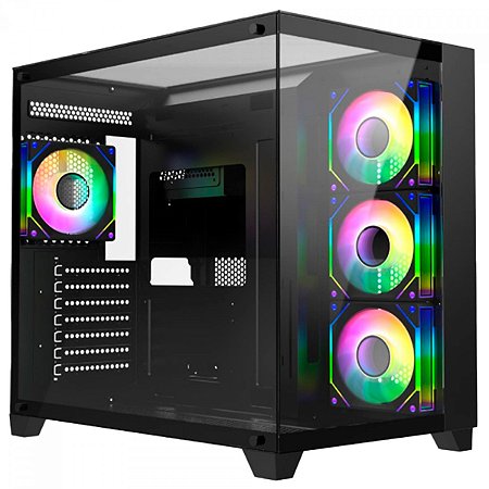 GABINETE GAMER LIKETEC ZEUS PRO GLASS MID TOWER VIDRO TEMPERADO ATX BLACK SEM FONTE SEM FAN LC-CB3X3-ZEUS-2089
