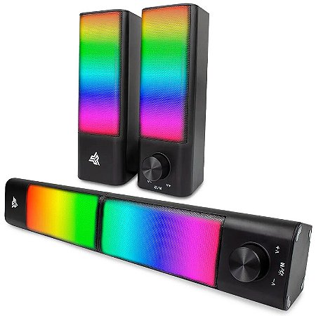 CAIXA DE SOM BLUETOOTH SOUNDBAR GAMER 10W PARA PC E NOTEBOOK COM LED RGB KNUP - KP-RO820