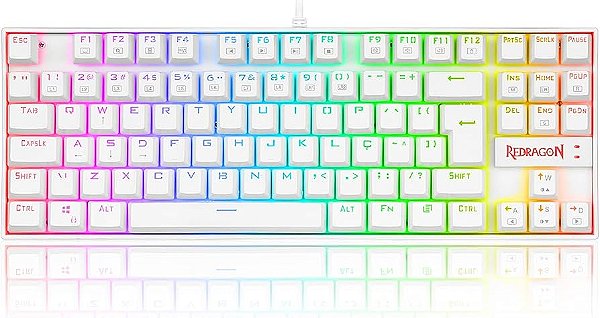 TECLADO MECÂNICO GAMER REDRAGON KUMARA RGB SWITCH OUTEMU BROWN ABNT2 BRANCO