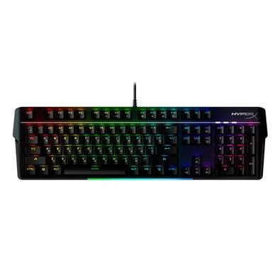 TECLADO MECÂNICO GAMER HYPERX ALLOY MKW100 RGB SWITCH RED FULL SIZE US PRETO