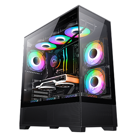 GABINETE GAMER GAMEMAX VISTA AB LATERAL DE VIDRO PRETO EATX