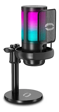 MICROFONE CONDESADOR TOMATE MT-1070R  PRETO LED RAINBOW