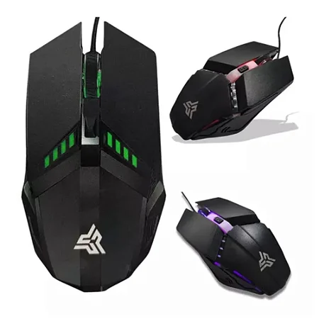 MOUSE GAMER KNUP ANÚBIS KP-MU019 1200DPI COM FIO PRETO COM LED RAINBOW