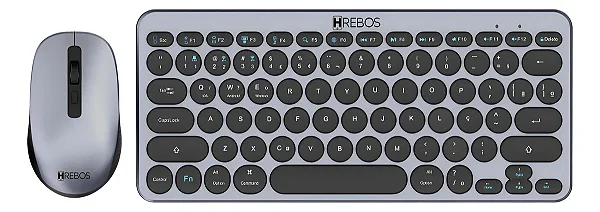 KIT TECLADO E MOUSE SEM FIO + BLUETOOTH HREBOS PREMIUM ZENKEYS IF241 + IF-762 CINZA