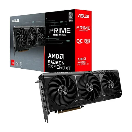 PLACA DE VÍDEO ASUS PRIME RX 9060 XT OC AMD RADEON 8GB GDDR6 128BITS TRIPE FAN OPENGL 4.6