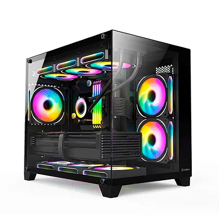 GABINETE GAMER HUSKY DOME 210 MINI TOWER M-ATX LATERAL E FRONTAL EM VIDRO PRETO