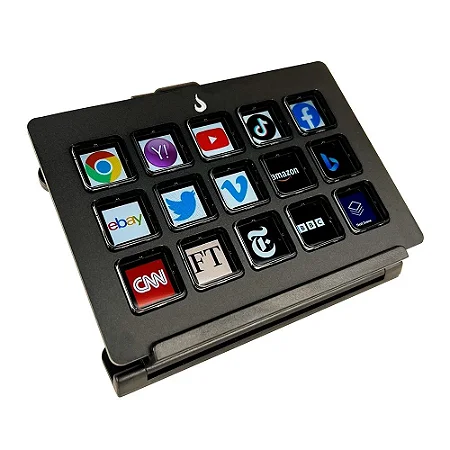 MESA CONTROLADORA RISE MODE STREAMING VISION 02 ALUMÍNIO 15 TECLAS LCD USB C PRETO