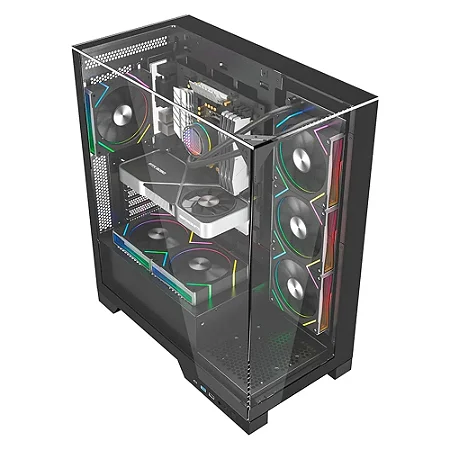 GABINETE LIKETEC GAMER EMPIRE DARK SKY TOWER ATX LATERAL E FRONTAL EM VIDRO TEMPERADO PRETO