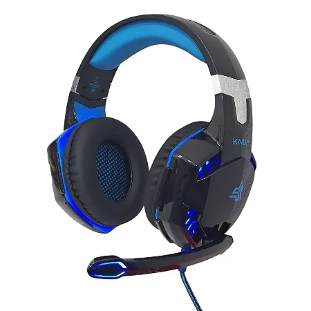 HEADSET GAMER KNUP HATHOR 455A PRETO COM LED AZUL P3 + 2 P2
