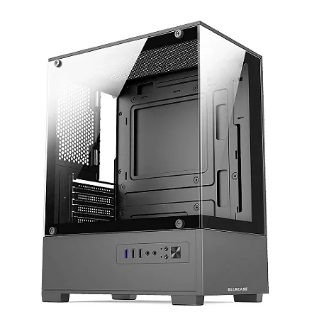 GABINETE GAMER BLUECASE BG-054 HIT MID TOWER MICRO ATX E MINI ITX FRONTAL E LATERAL EM VIDRO USB 3.0 CINZA