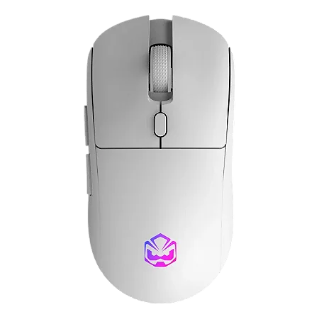 MOUSE GAMER SEM FIO PCYES BASARAN STEALTH WHITE GHOST 10000 DPI RGB 6 BOTÕES