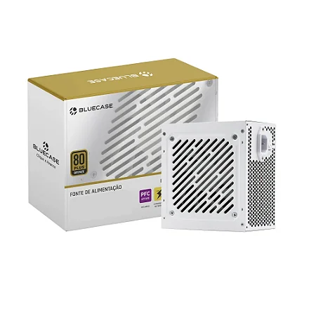 FONTE ATX 600W 80 PLUS BRONZE BIVOLT AUTOMÁTICO C/ CABO BLUECASE BRANCO