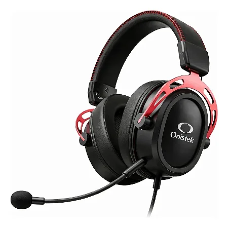 HEADSET GAMER ONISTEK ON-FN650 PRETO COM VERMELHO USB-C E USB-A