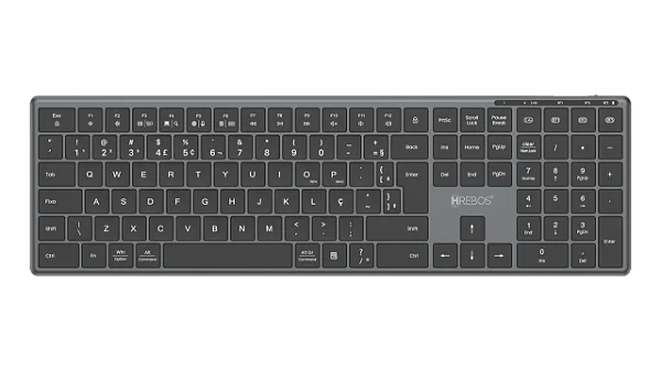 TECLADO OFFICE HREBOS IF-605 SEM FIO BLUETOOTH + USB RECARREGÁVEL
