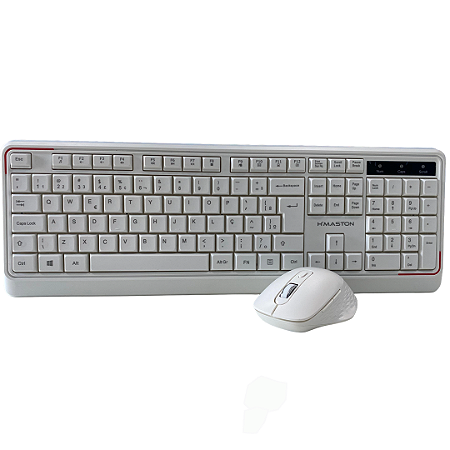 KIT TECLADO E MOUSE OFFICE SEM FIO H'MASTON KB824 BRANCO