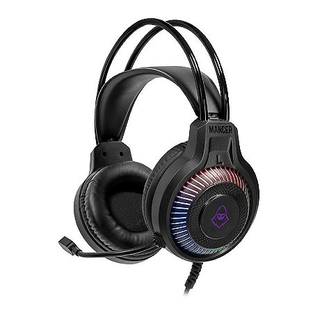 HEADSET GAMER MANCER TWILIGHT PRETO COM LED RAINBOW