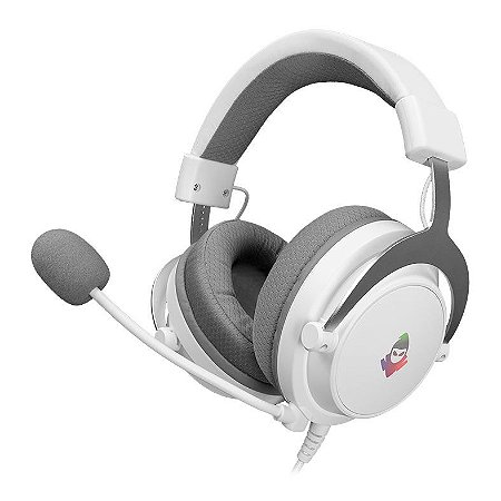 HEADSET GAMER MANCER AURA BRANCO COM LED RAINBOW