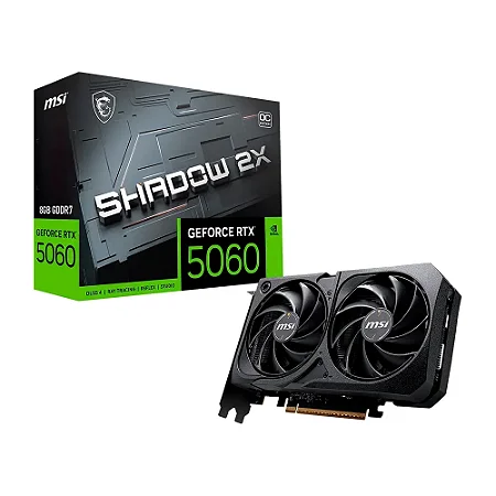 PLACA DE VÍDEO MSI RTX 5060 SHADOW 2X OC NVIDIA GEFORCE 8GB GDDR7 128 BITS