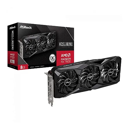 PLACA DE VÍDEO AMD RADEON RX 7600 8GB GDDR6 128 BITS ASROCK CHALLENGER PRO OC 3X FAN