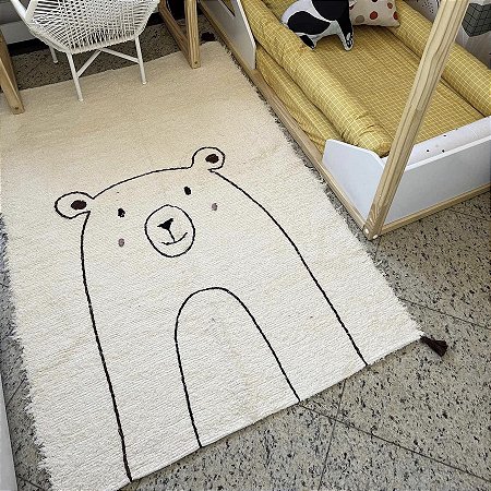 TAPETE INFANTIL LAVÁVEL BOHO DESENHO DE ANIMAIS URSO - ARTESANO MODA CASA