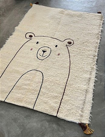 TAPETE INFANTIL LAVÁVEL BOHO DESENHO DE ANIMAIS URSO - ARTESANO MODA CASA