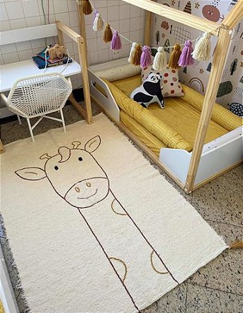 TAPETE INFANTIL LAVÁVEL BOHO DESENHO DE ANIMAIS URSO - ARTESANO MODA CASA